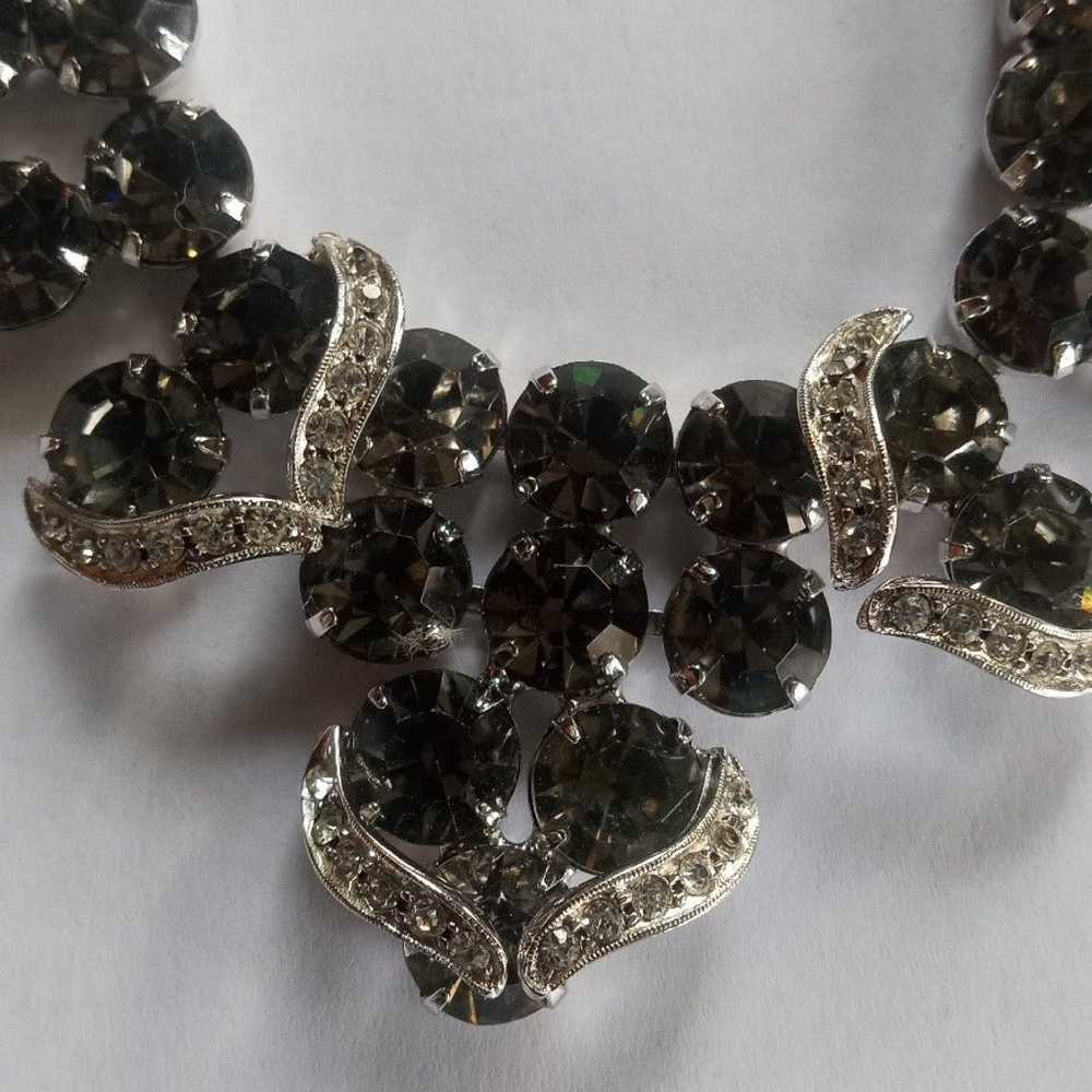 Weiss Black Diamond Crystal 50's Necklace Earring… - image 6