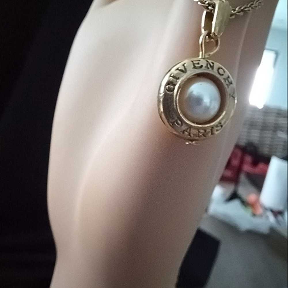 Rare Givenchy Paris Faux Pearl Matte Gold Necklac… - image 12