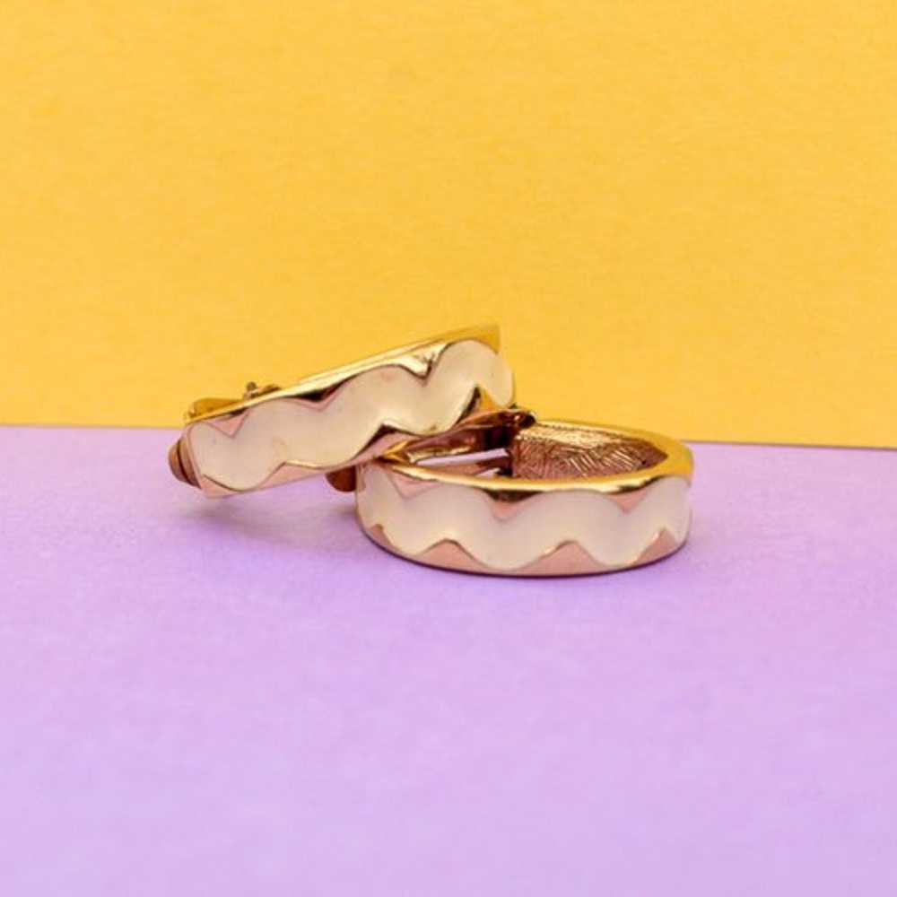 Givenchy Gold Tone Enamel Loop Earrings - image 1