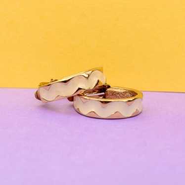 Givenchy Gold Tone Enamel Loop Earrings - image 1