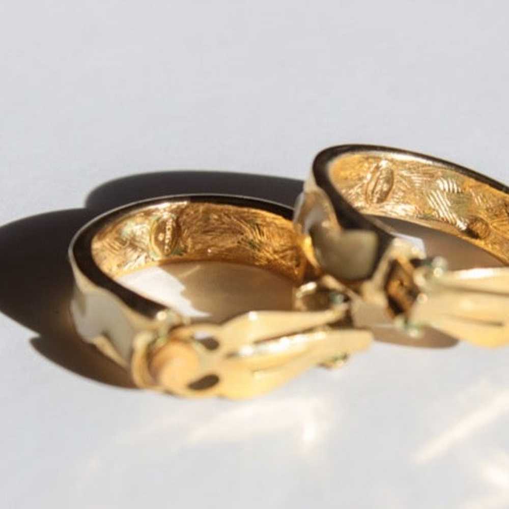 Givenchy Gold Tone Enamel Loop Earrings - image 4