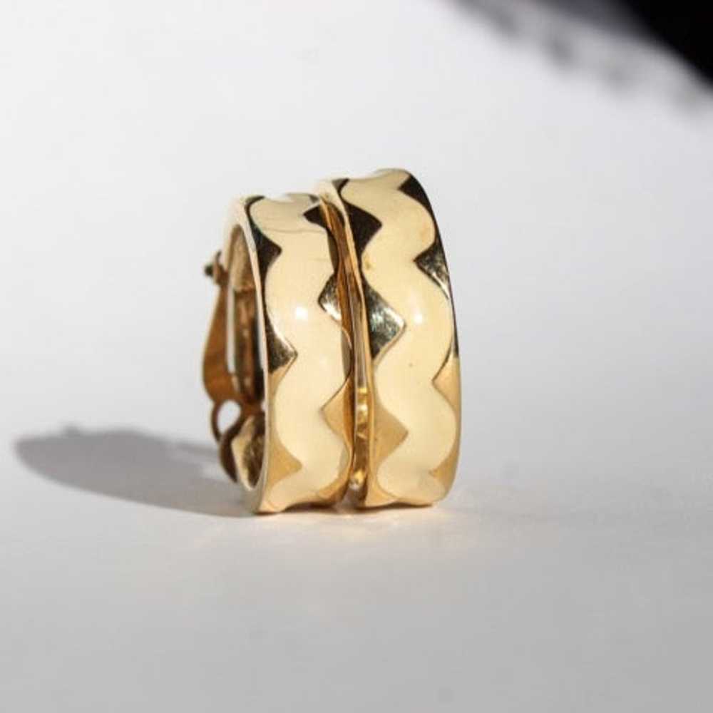 Givenchy Gold Tone Enamel Loop Earrings - image 6