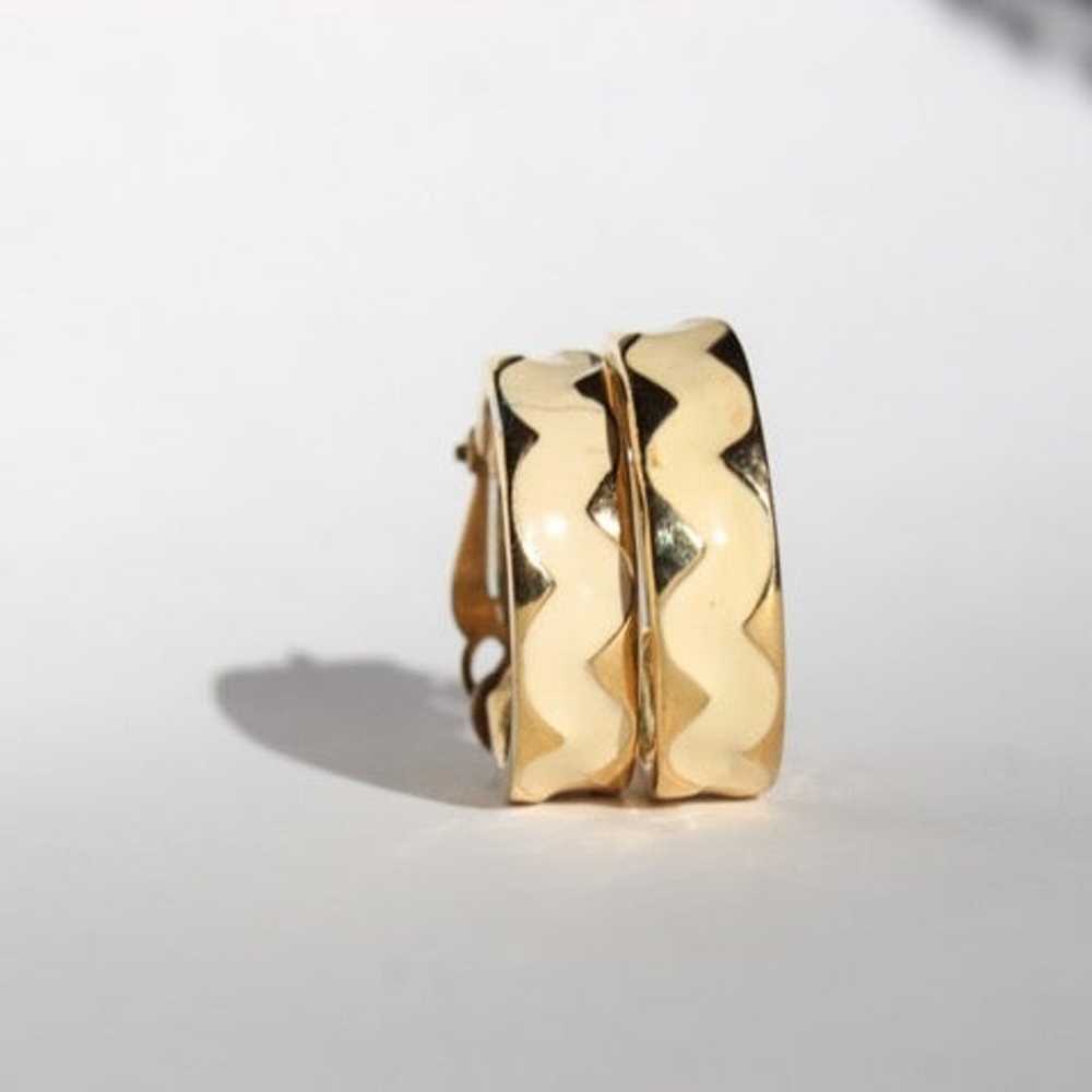 Givenchy Gold Tone Enamel Loop Earrings - image 7