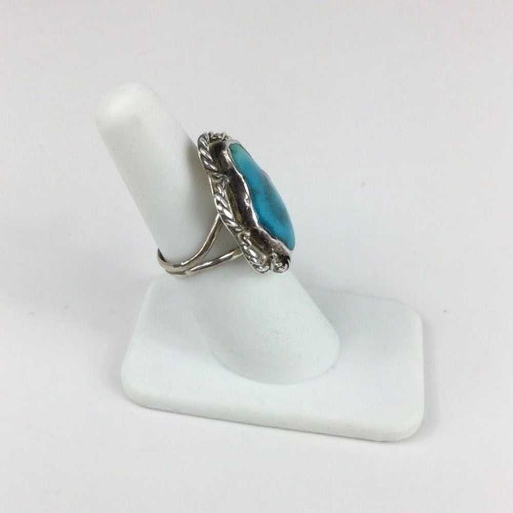 Vintage Sterling Silver Turquoise Bohemian Ring - image 3