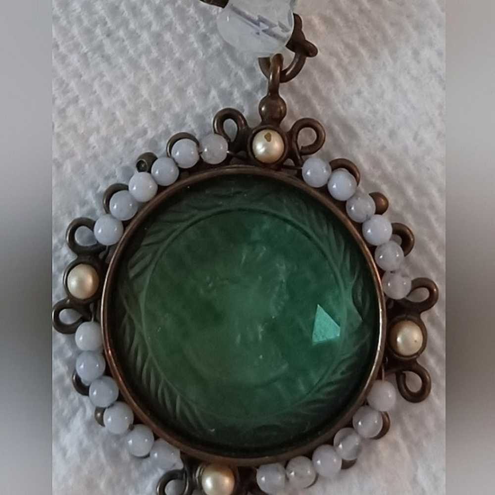 Extasia Seafoam Green Intaglio Cameo Necklace wit… - image 3