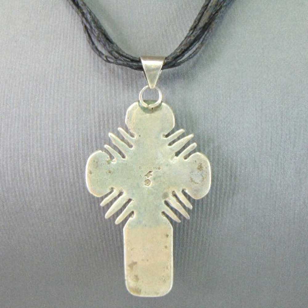 Womens Sterling Silver Multi-Stone Cross Necklace… - image 2