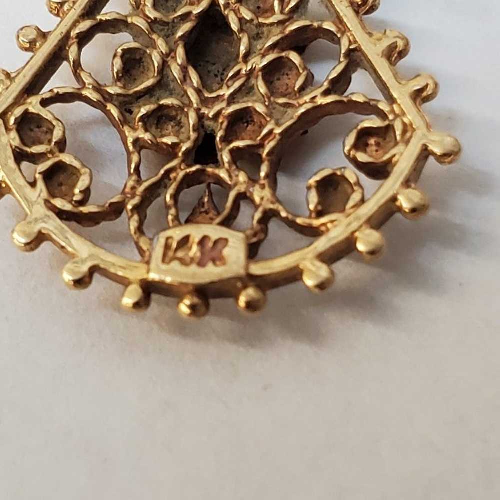 Vintage 14karat Gold star medallion w. enamel,2.5g - image 4