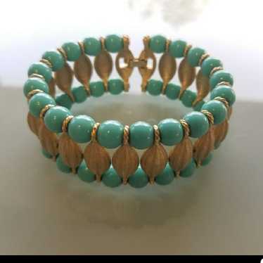 Vintage Trifari Faux Turquoise Bracelet - image 1