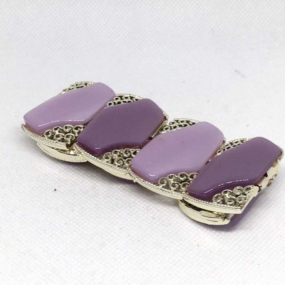 Vintage Coro Purple Thermoset Lucite Wide Bracele… - image 5