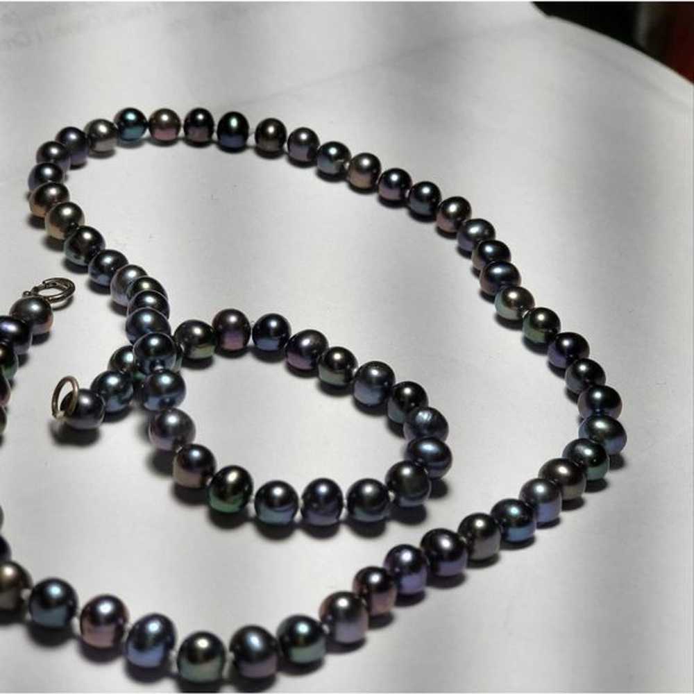 Stunning Freshwater Black Pearl Necklace 5mm 17 1… - image 1