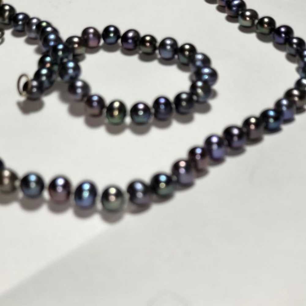Stunning Freshwater Black Pearl Necklace 5mm 17 1… - image 2