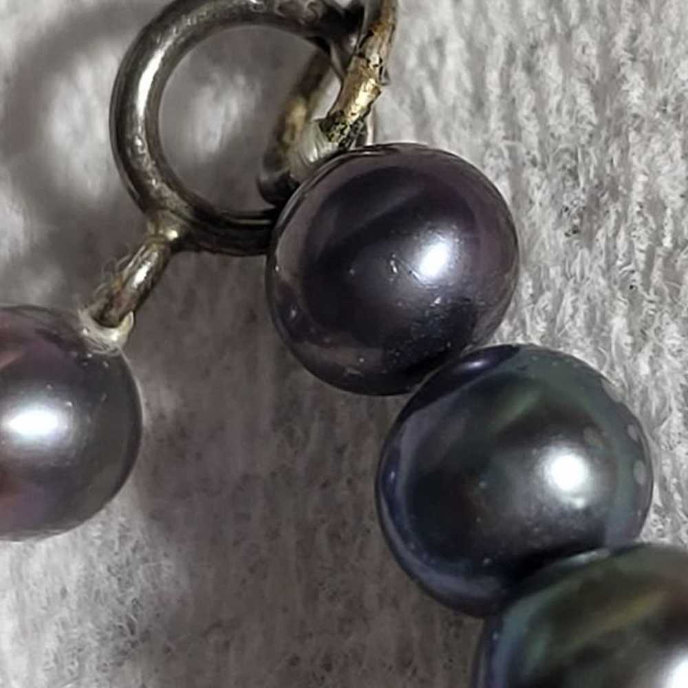 Stunning Freshwater Black Pearl Necklace 5mm 17 1… - image 3