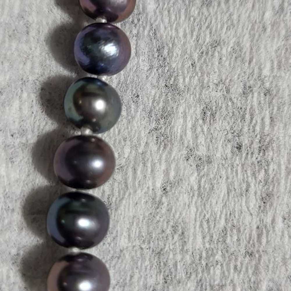 Stunning Freshwater Black Pearl Necklace 5mm 17 1… - image 4