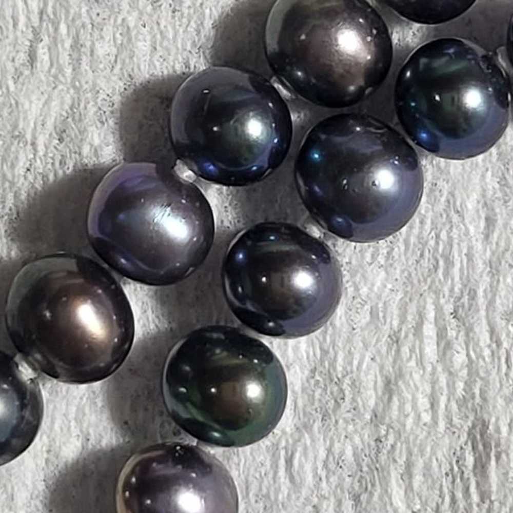 Stunning Freshwater Black Pearl Necklace 5mm 17 1… - image 5