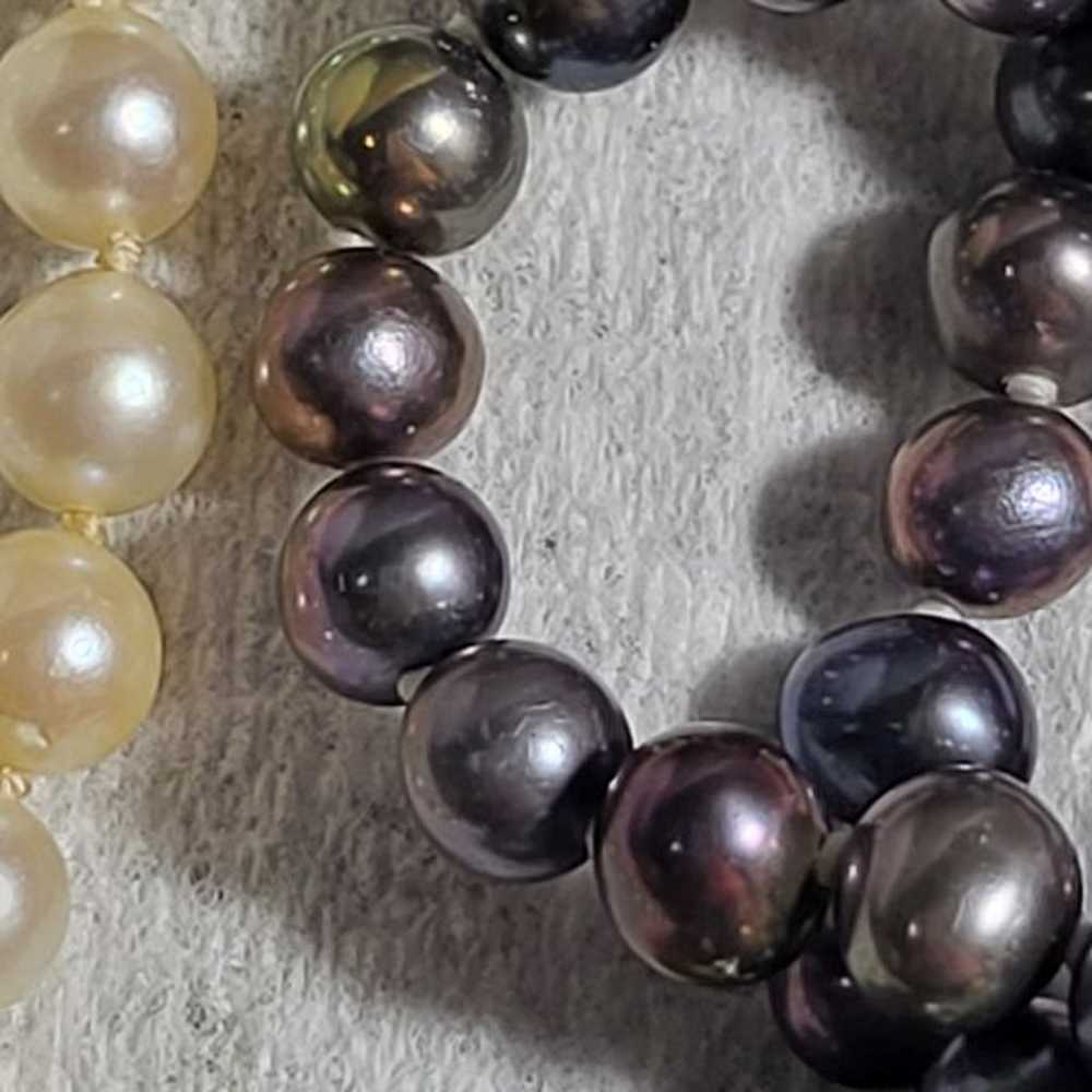 Stunning Freshwater Black Pearl Necklace 5mm 17 1… - image 7
