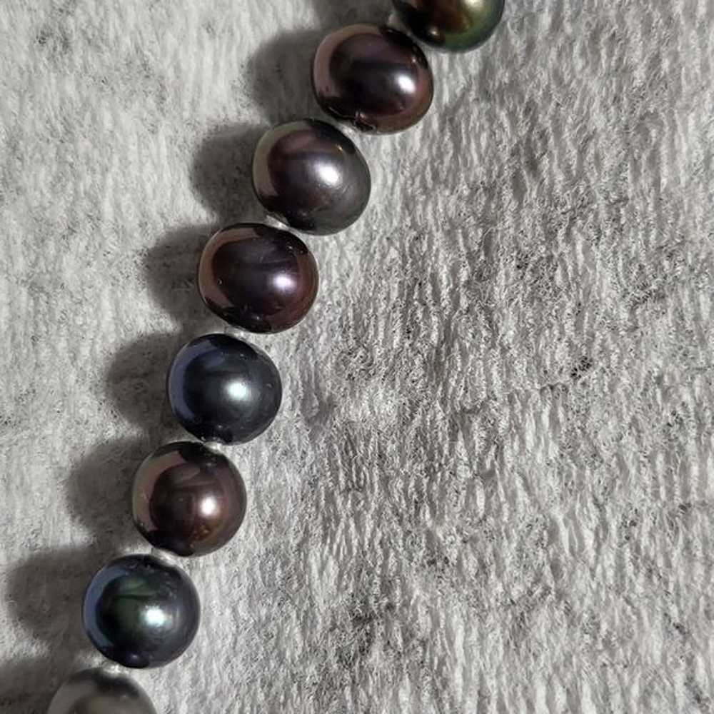 Stunning Freshwater Black Pearl Necklace 5mm 17 1… - image 8