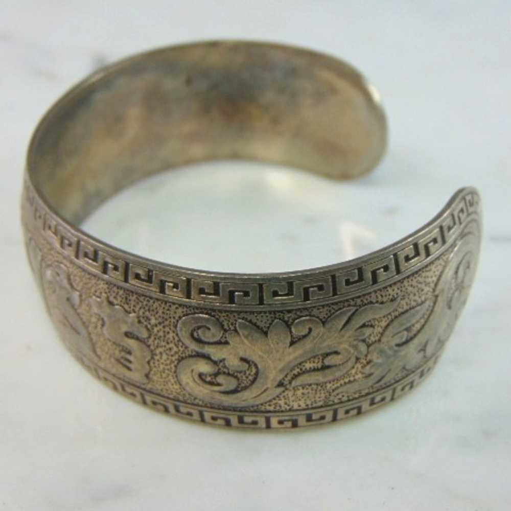 Womens Sterling Silver Chinese Cuff Bracelet E5534 - image 2