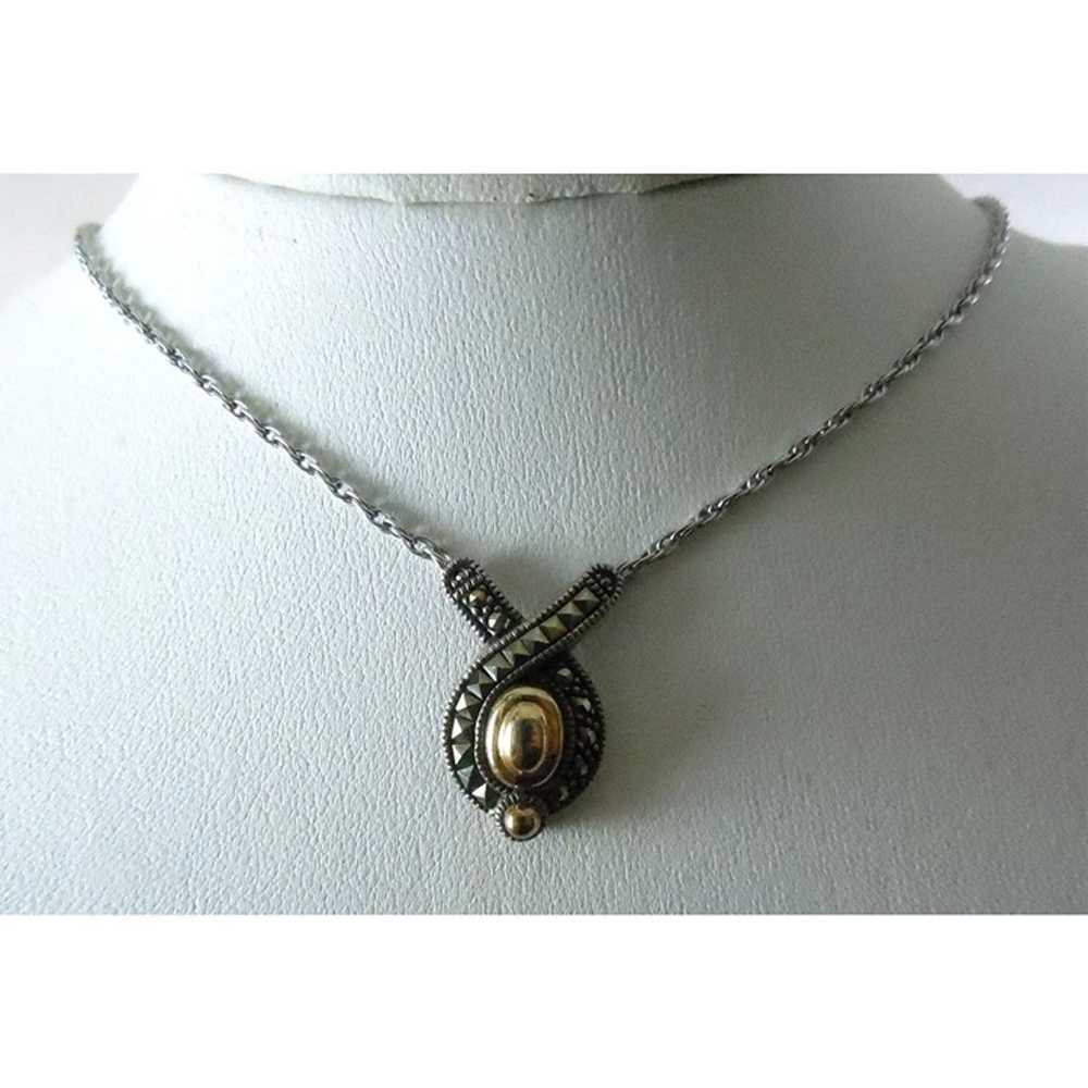 Judith Jack Two Tone Necklace Gold Dome Sterling … - image 1