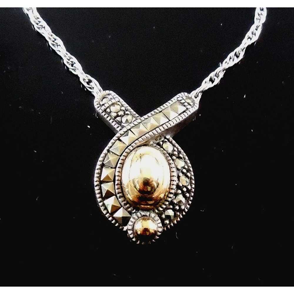 Judith Jack Two Tone Necklace Gold Dome Sterling … - image 2