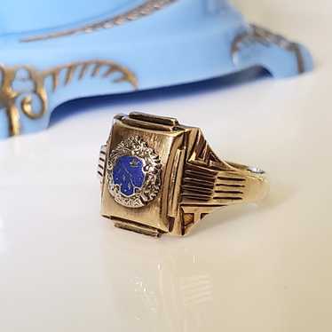 10K Gold - Vintage 1945 Art Nouveau Class Ring