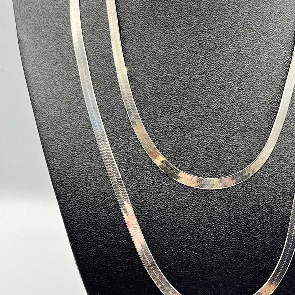 Super long Herringbone Chain Necklace in Sterling… - image 6