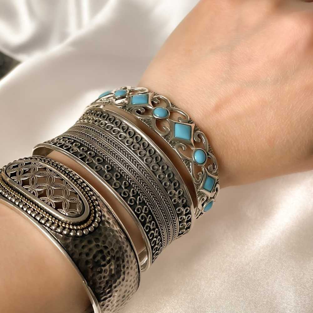 925 silver turquoise cuff bracelet - image 1