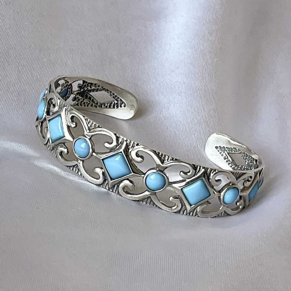 925 silver turquoise cuff bracelet - image 2