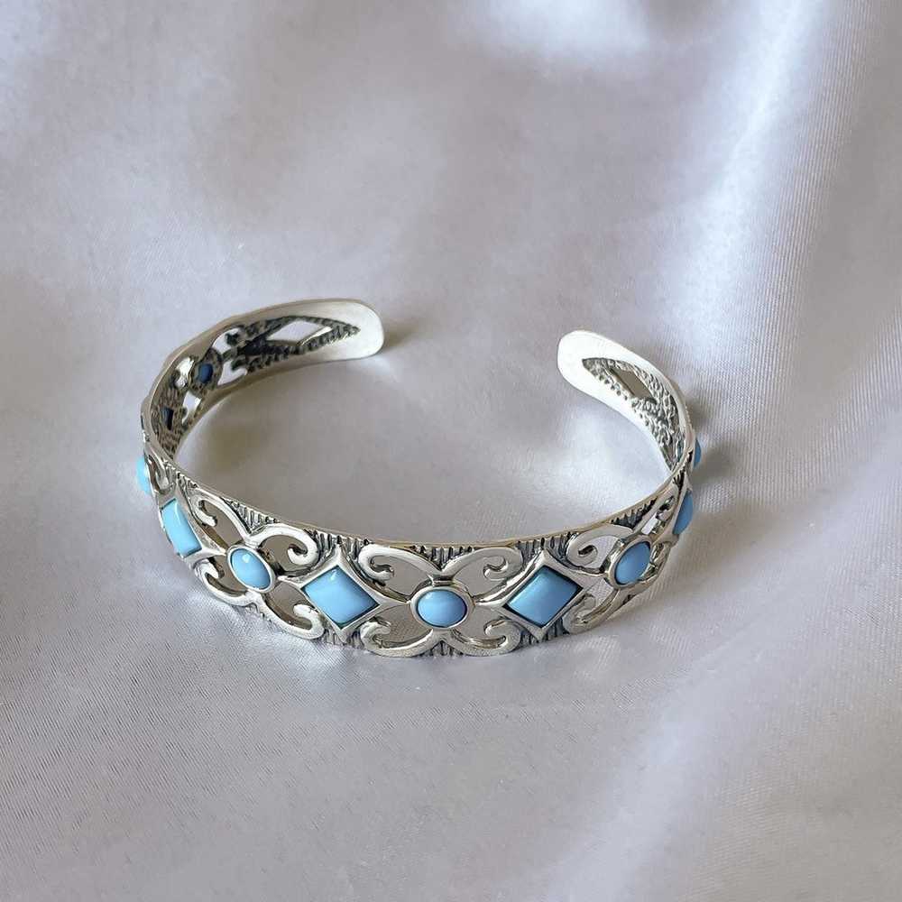 925 silver turquoise cuff bracelet - image 4