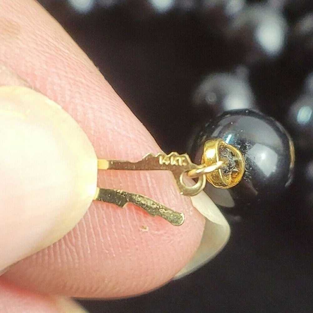 Vintage 14Kt Gold & Black Onyx Beaded Necklace 33… - image 6