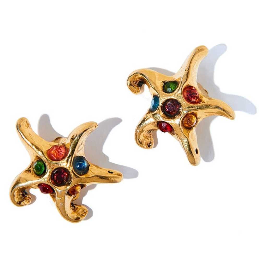 Authentic Kalinger Star Earrings Vintage, Gold Pl… - image 1