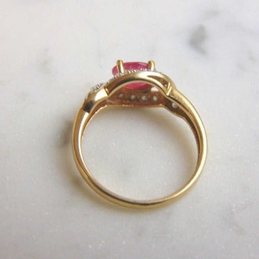 14k Gold Garnet & Diamond Ring E1044 - image 3
