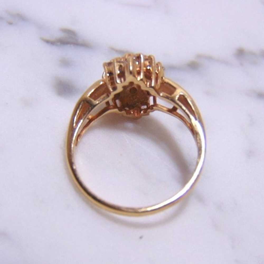 14k Yellow Gold Diamond Cluster Ring - image 3