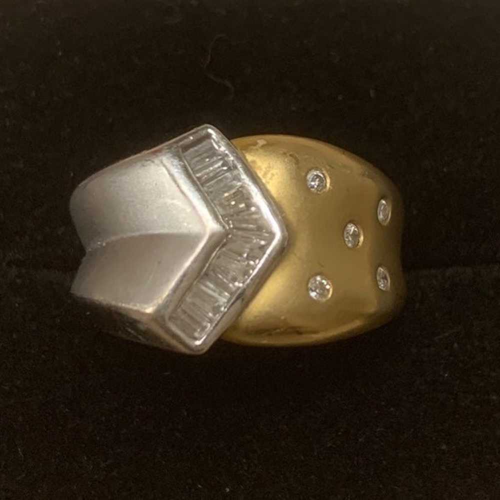 Vintage 14kt Two Tone and Diamonds Ring - image 1