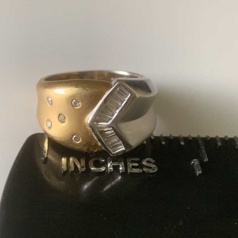 Vintage 14kt Two Tone and Diamonds Ring - image 5