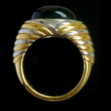 14k Gold Band Ring Onyx Estate  4.4 grams - image 1