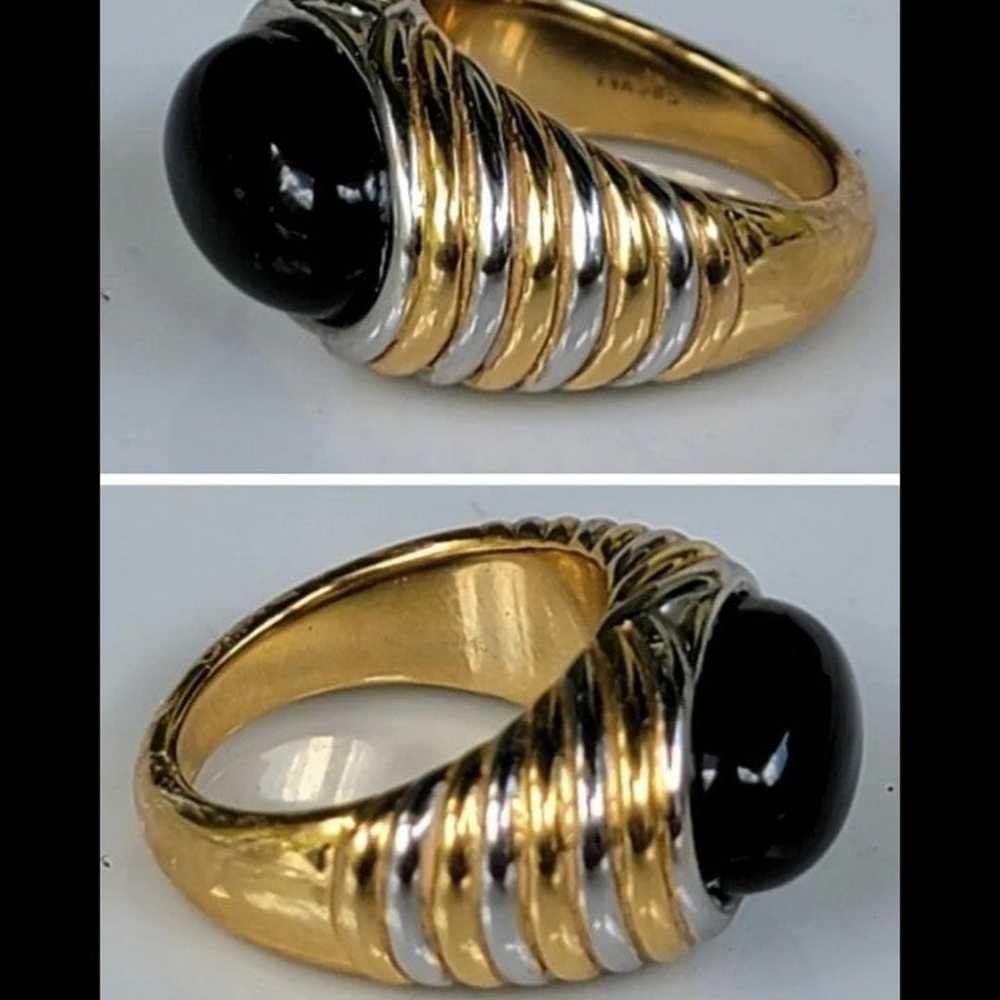 14k Gold Band Ring Onyx Estate  4.4 grams - image 7