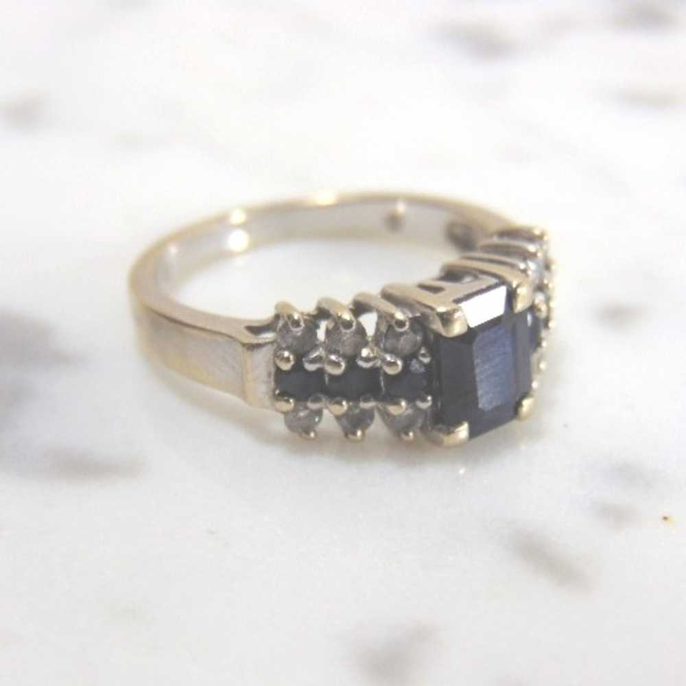 14k White Gold Sapphire & Diamond Ring - image 4