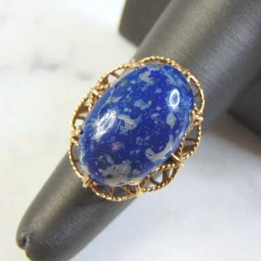 14k Yellow Gold Lapis Lazuli Ring E1012 - image 1