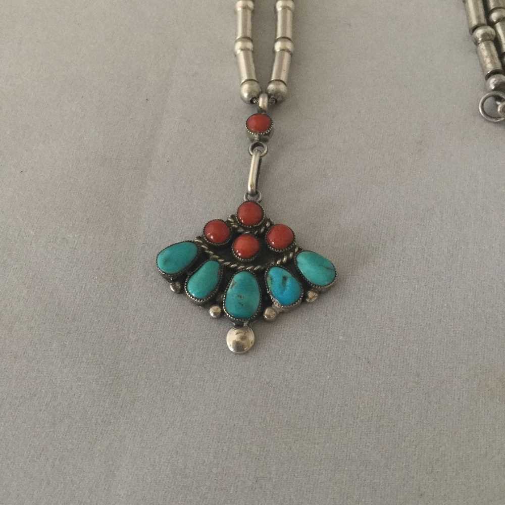 VTG Sterling Silver Turquoise Necklace - image 4