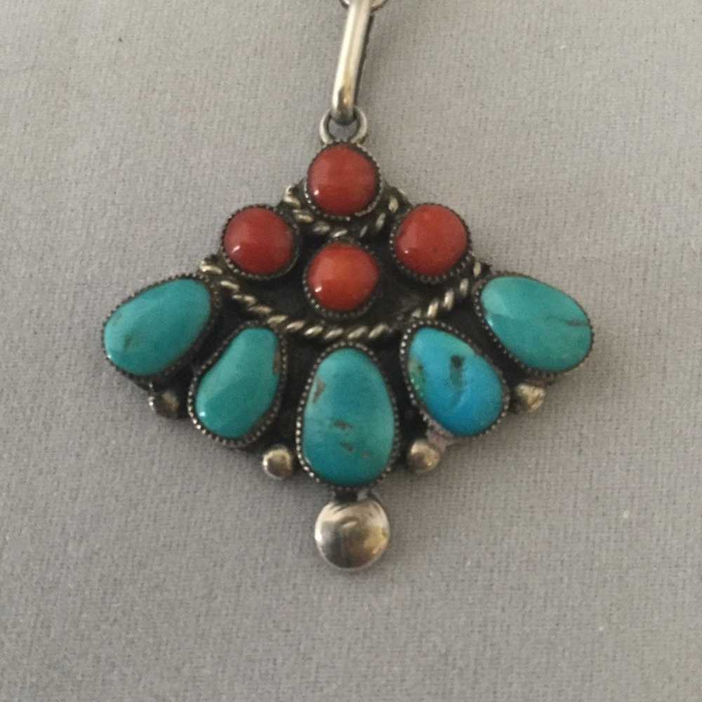 VTG Sterling Silver Turquoise Necklace - image 7