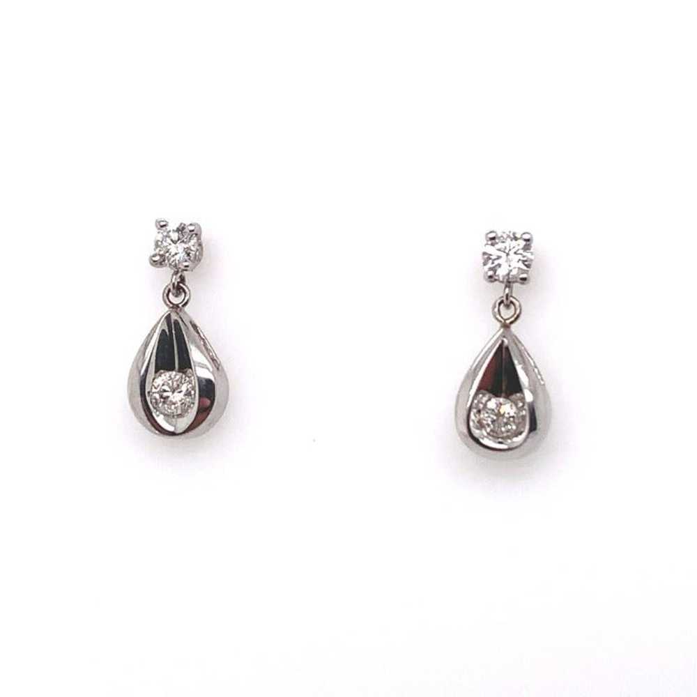 Diamond Dangle Earrings in White Gold 0.94 ctw - image 1