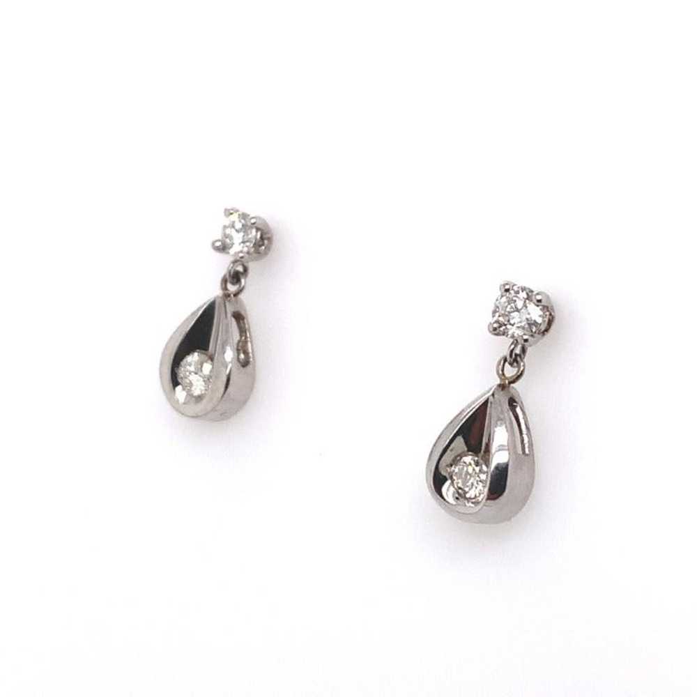 Diamond Dangle Earrings in White Gold 0.94 ctw - image 2