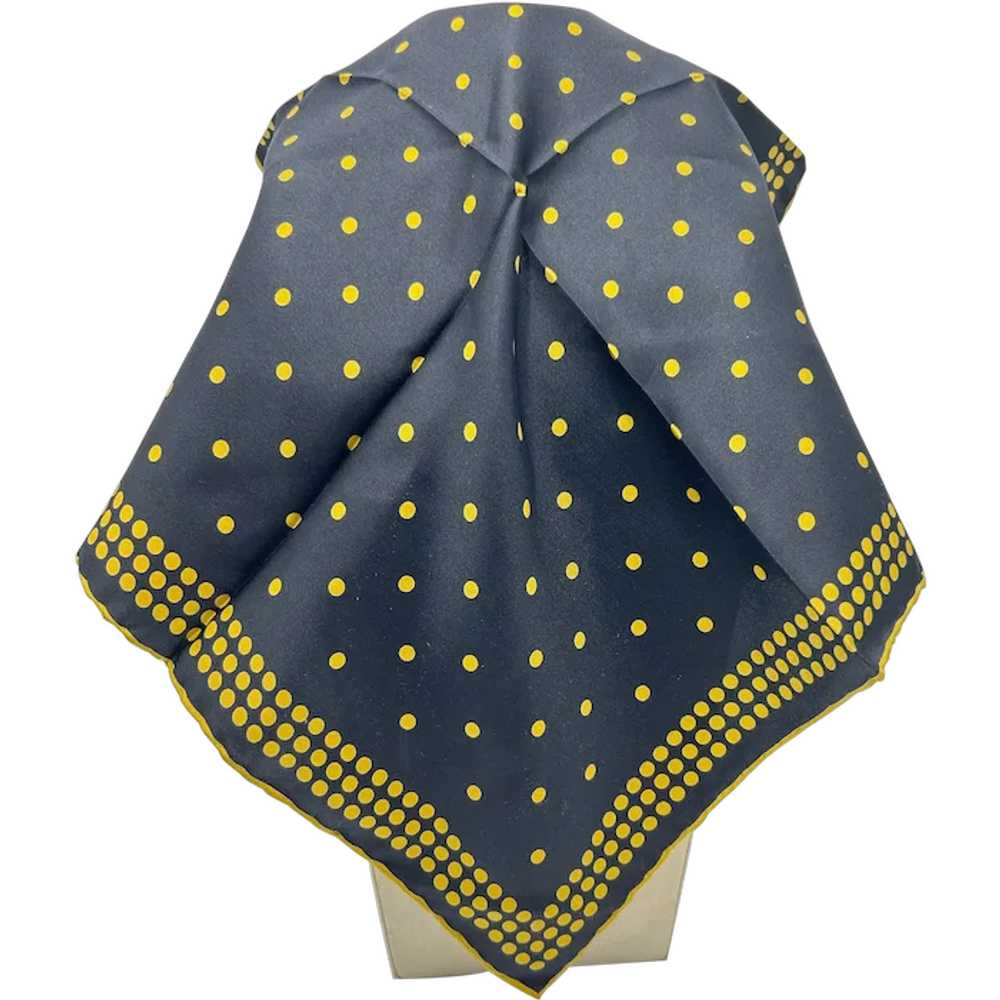 Vintage Silk Square Scarf Handkerchief Black Yell… - image 1