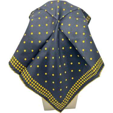 Vintage Silk Square Scarf Handkerchief Black Yell… - image 1