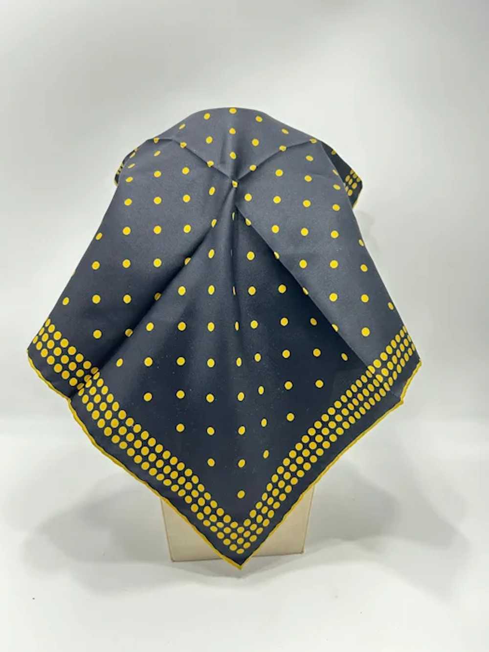 Vintage Silk Square Scarf Handkerchief Black Yell… - image 2