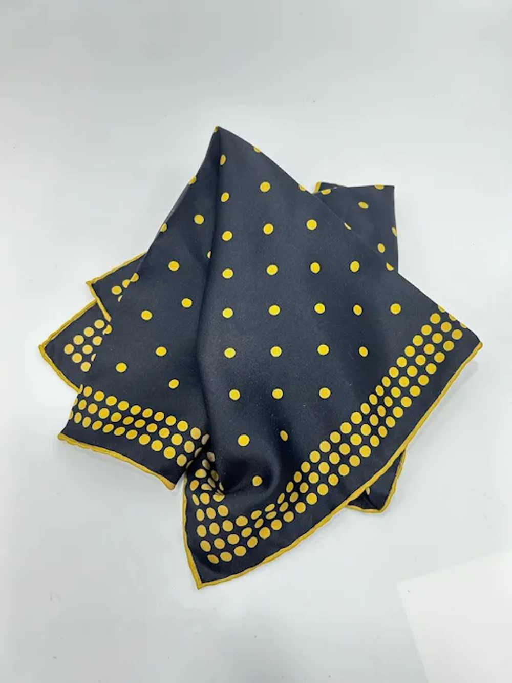 Vintage Silk Square Scarf Handkerchief Black Yell… - image 3