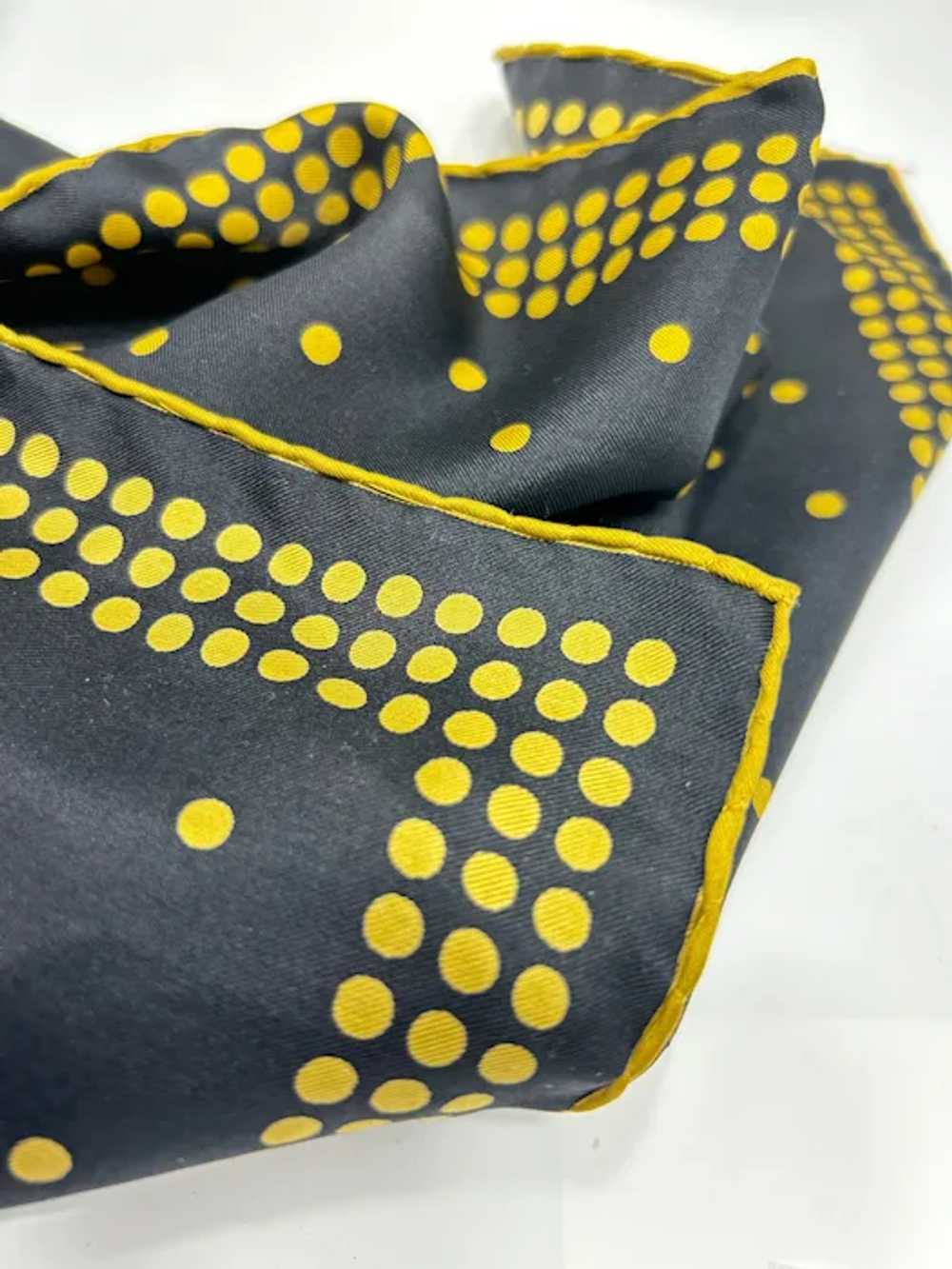 Vintage Silk Square Scarf Handkerchief Black Yell… - image 5