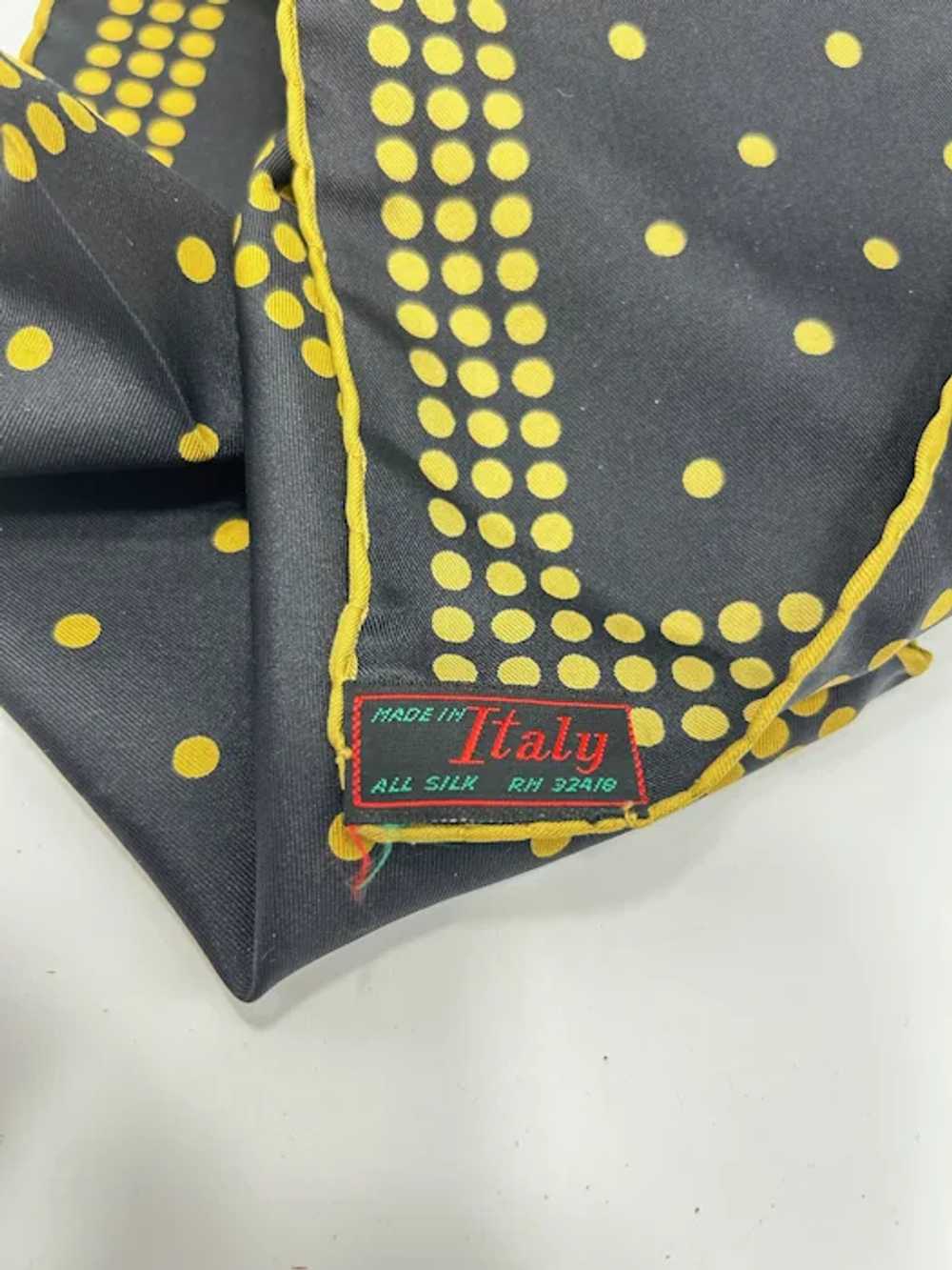 Vintage Silk Square Scarf Handkerchief Black Yell… - image 6