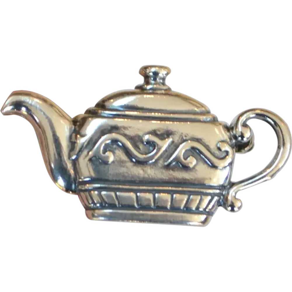 Sterling Petite Teapot Brooch Pin Pendant - image 1