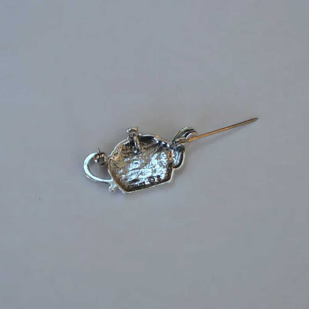 Sterling Petite Teapot Brooch Pin Pendant - image 3